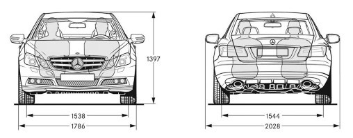 Ширина атомобиля, класс E, марка - Mercedes-Benz E-Class Coupe
